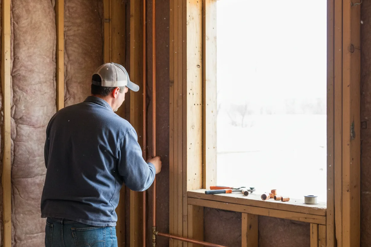 Licensed plumber running new copper supply lines in a Nunnelly home